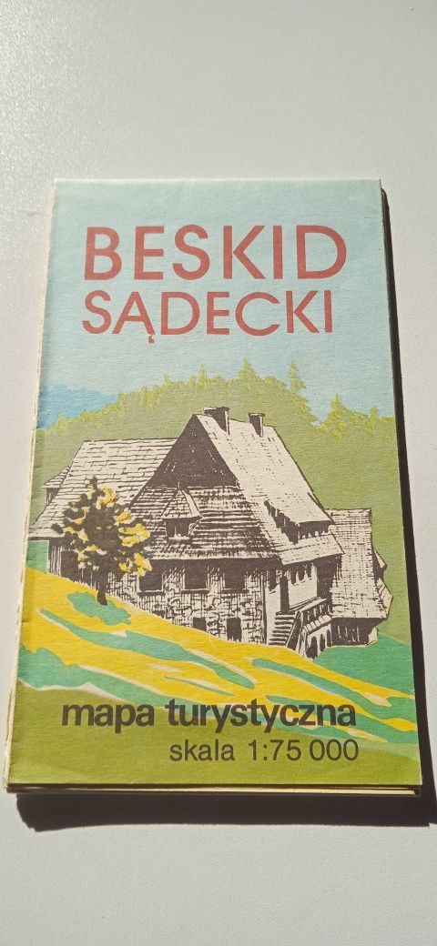 Stara mapa turystyczna Beskid sądecki PRL.