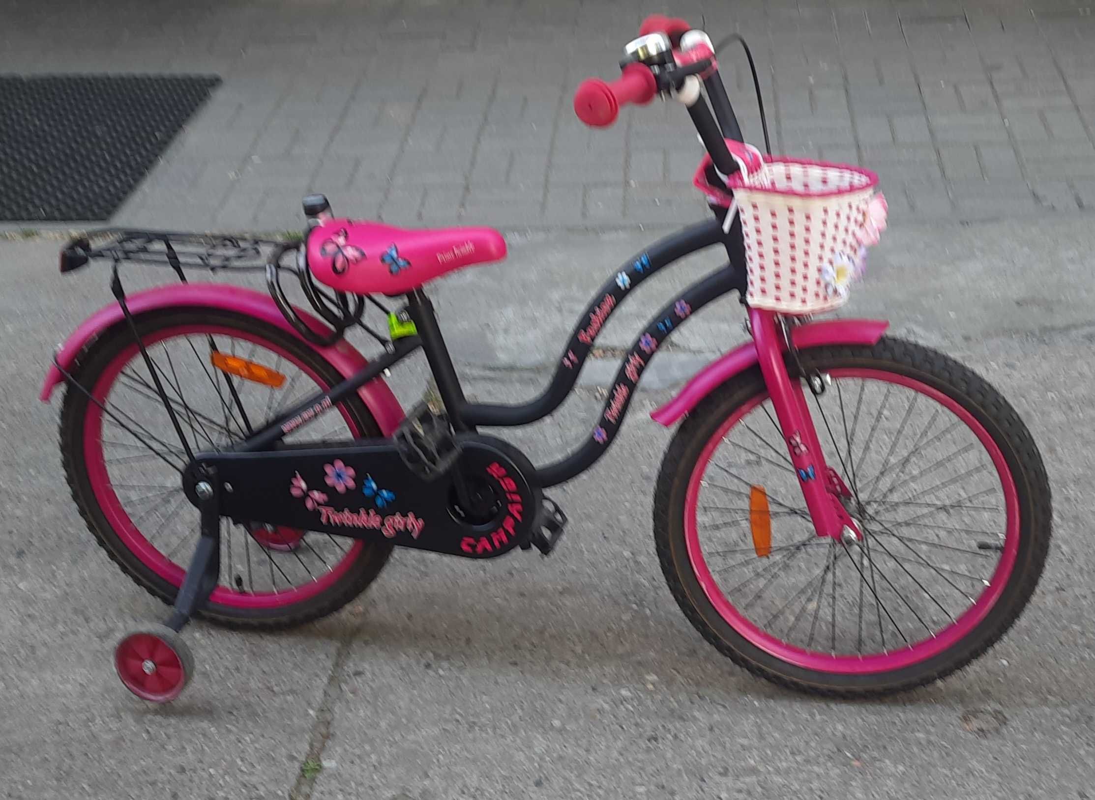 Rower dziecięcy dla dziewczynki 20 cali czarno-różowy