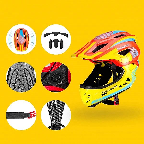 Kask rowerowy dziecięcy z odpinaną szczęką Rockbros TT-32SOYB-S rozmia