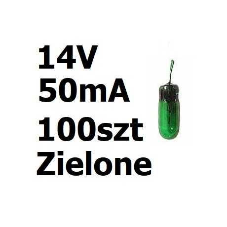 Żarówka miniaturowa zielona 3x7mm 14V 50mA 100szt