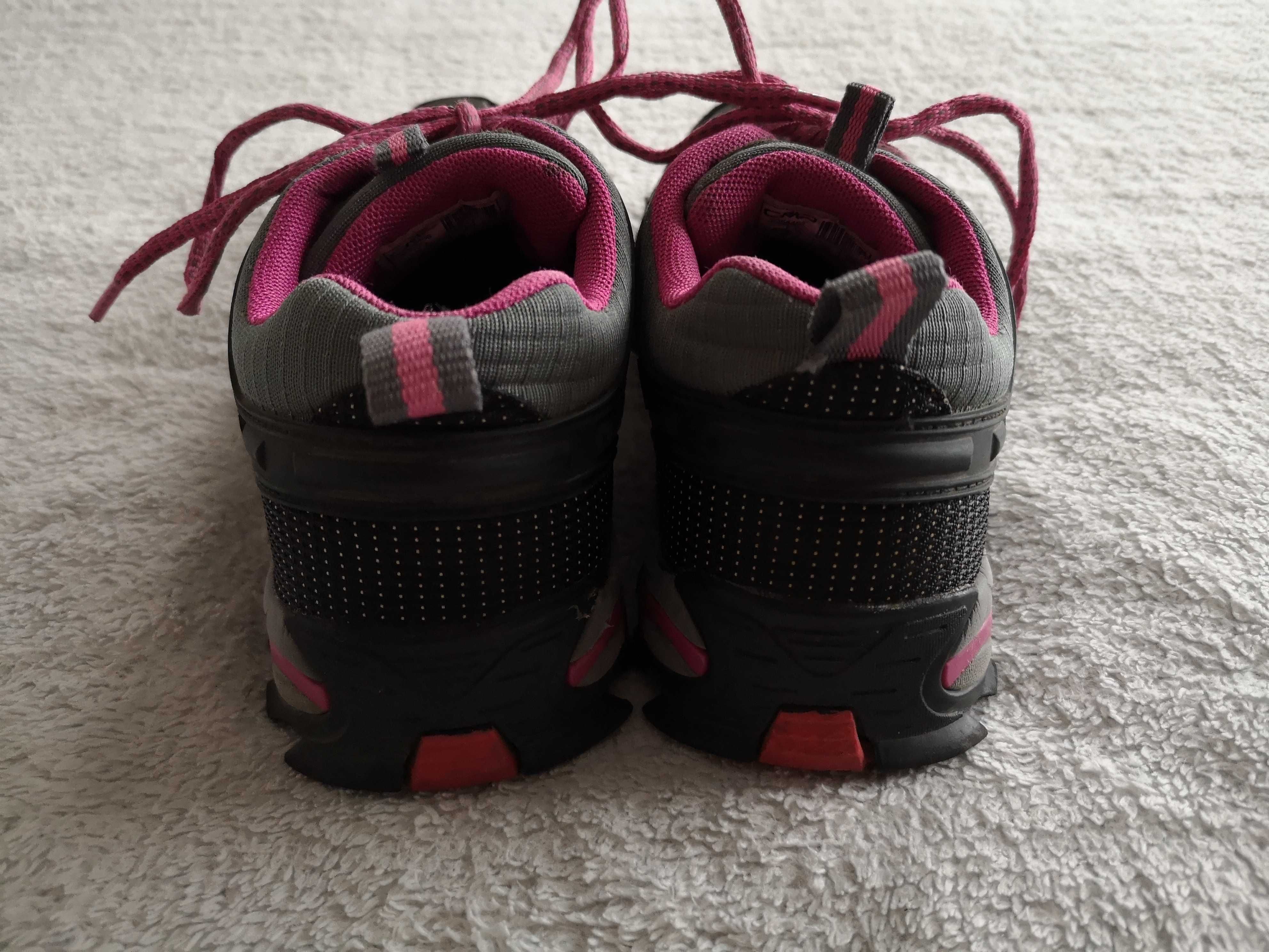 Szare różowe skórzane buty sportowe trekkingowe CMP 38 jak nowe