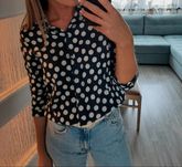 Koszula granatowo biała grochy ZARA S