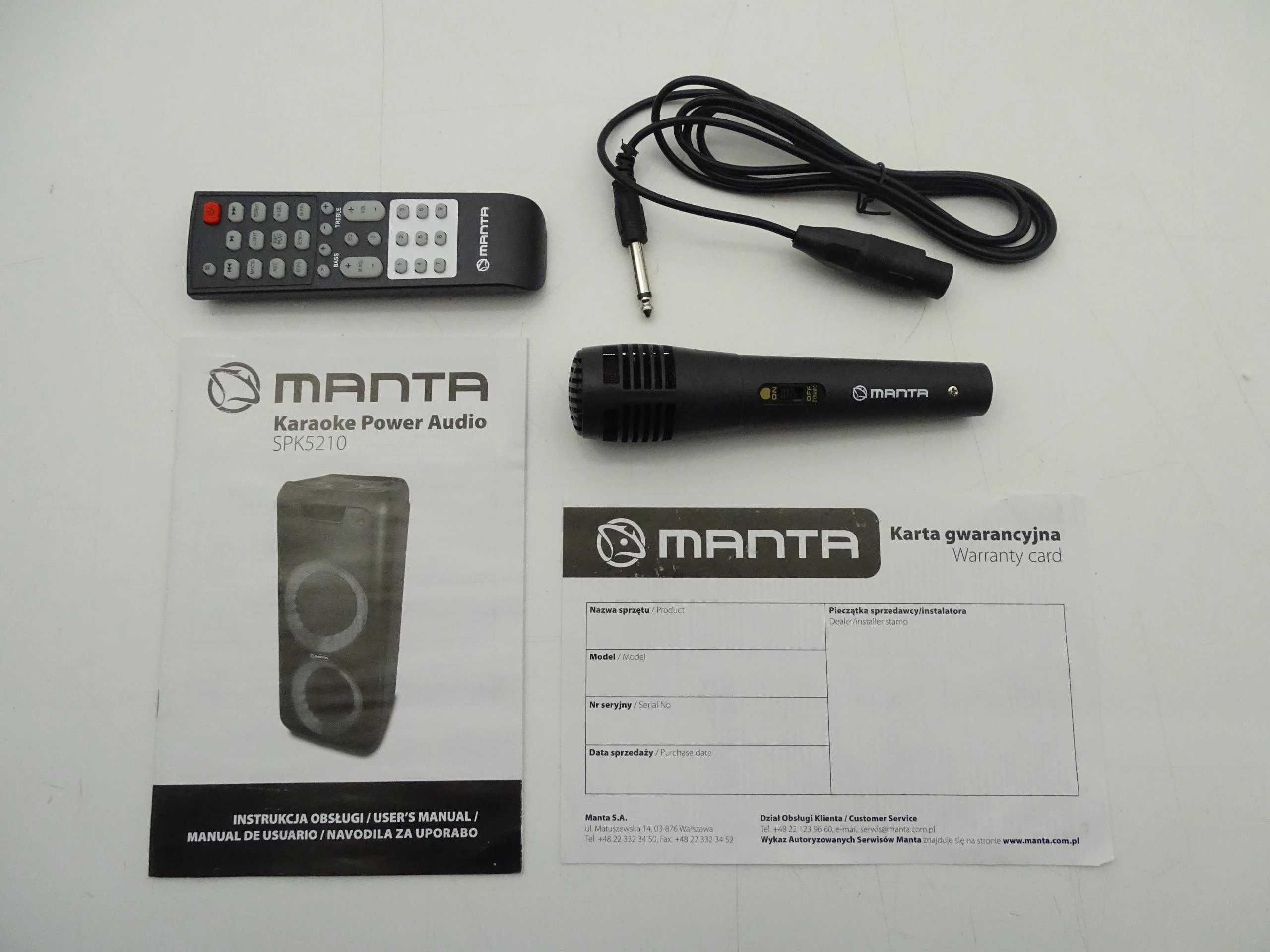 Power Audio Manta SPK5210 40W Bluetooth Radio FM Mikrofon nowe