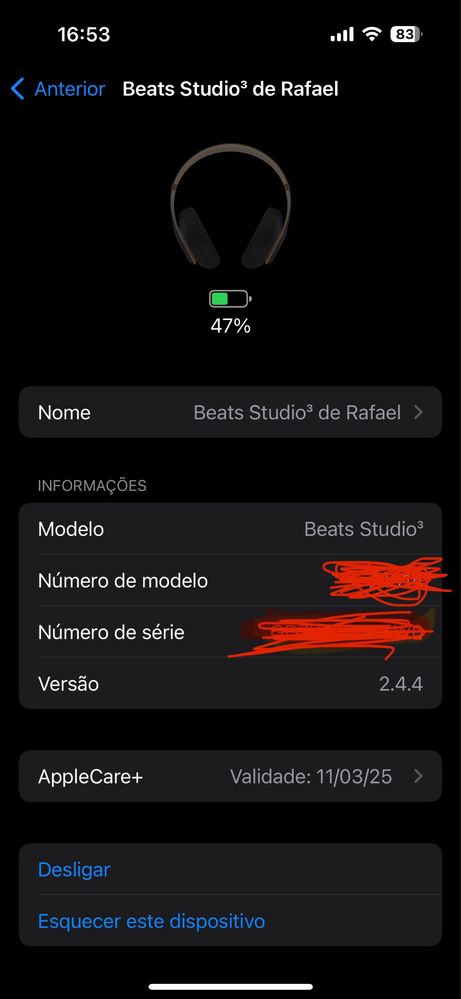 Beats Studio 3 Como Novos com Apple Care+ até 2025