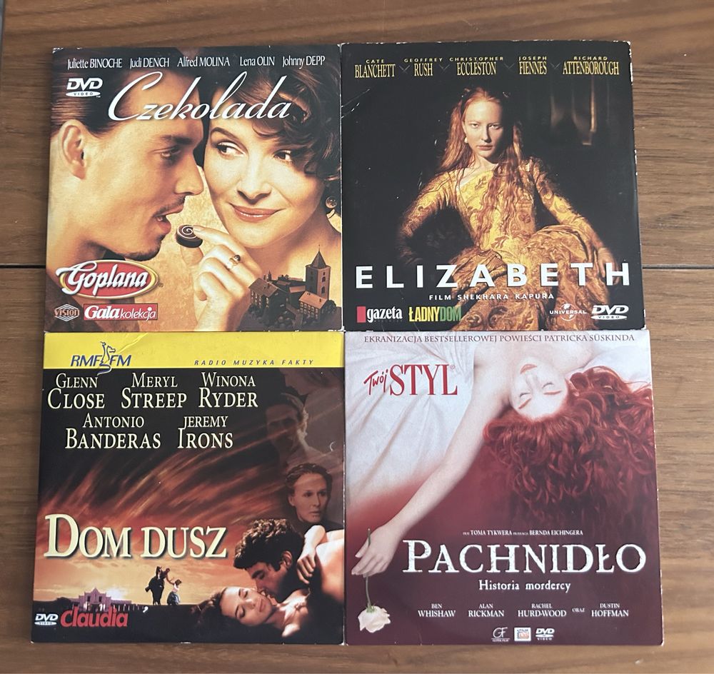 Filmy DVD - Czekolada, Elizabeth, Dom dusz, Pachnidło