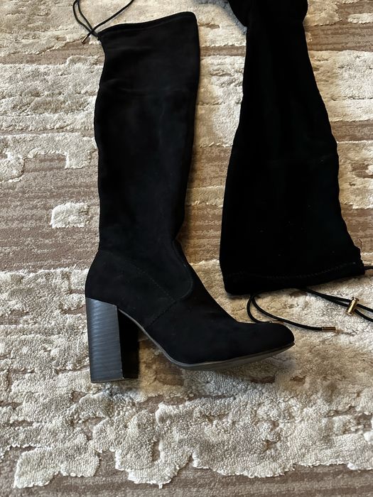 Черные замшевые сапоги, ботфорты 37 размер