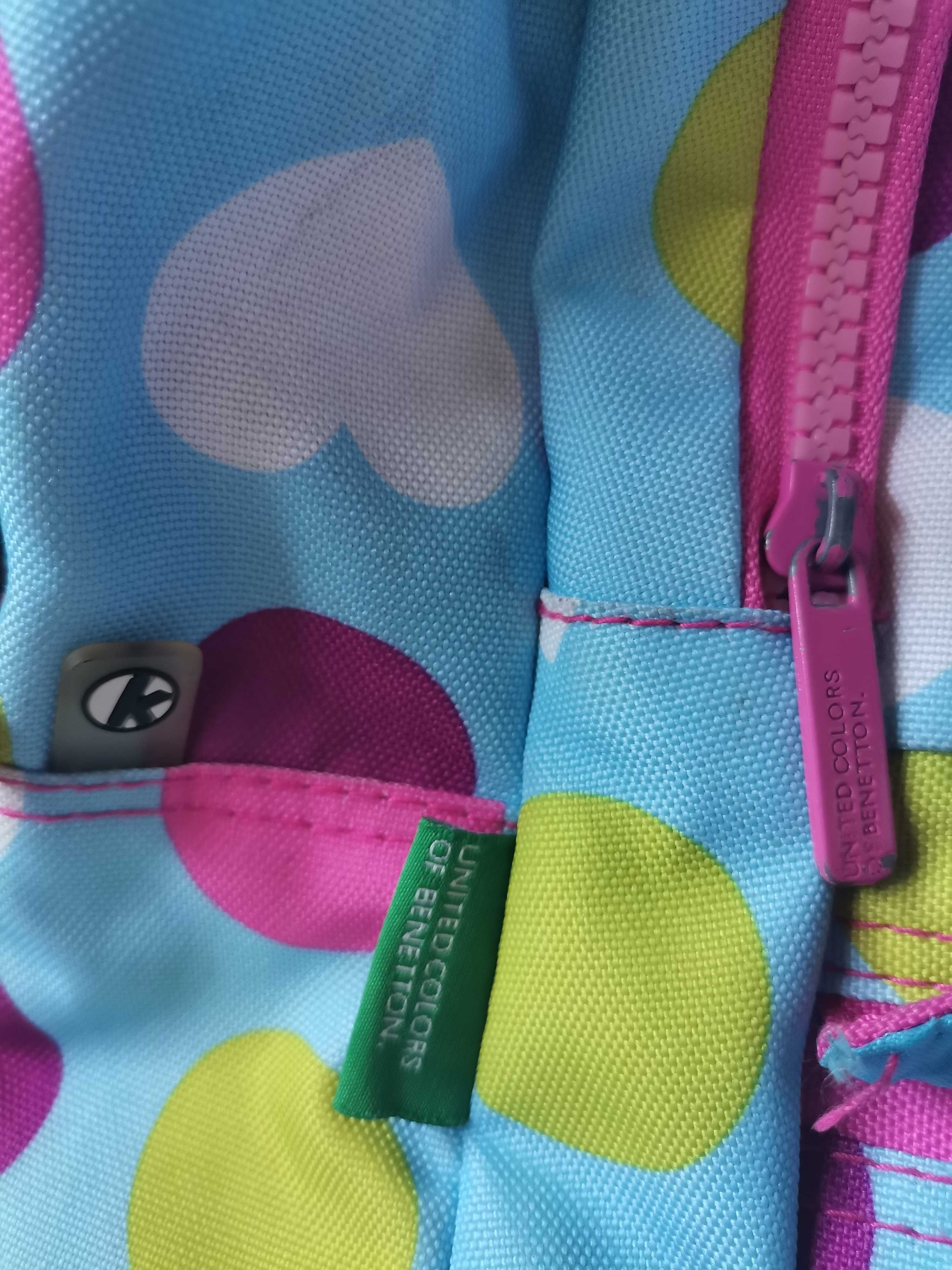 Mochila e estojo:United Colors of Benetton azul e rosa padrão colorido