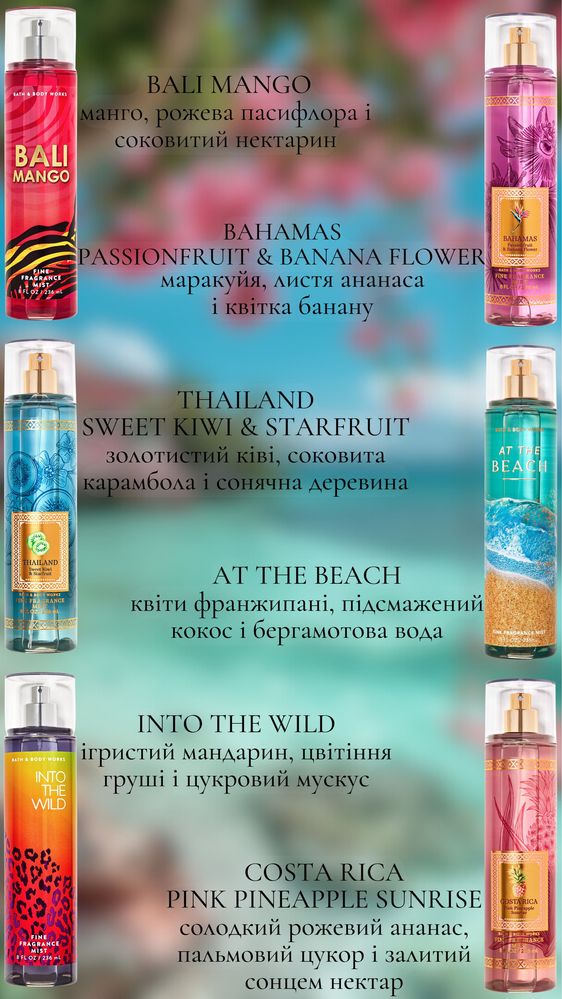 Спреї, місти для тіла Bath and Body Works