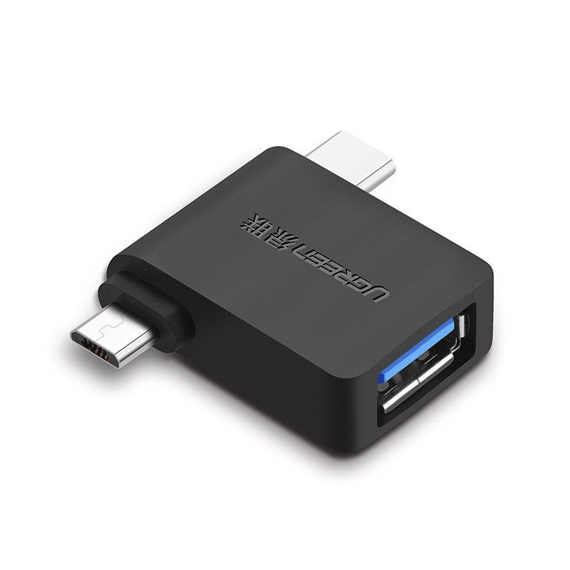 Adapter-Przejściówka OTG 2w1 - "USB" do "USB-C"/"micro USB"