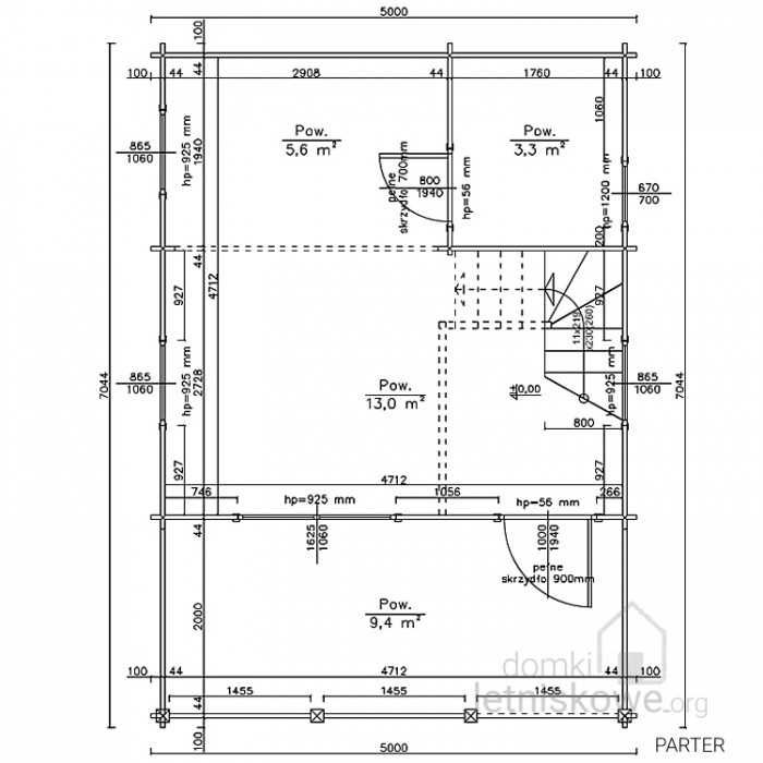 Drewniany domek letniskowy z poddaszem bez pozwolenia 5x7m