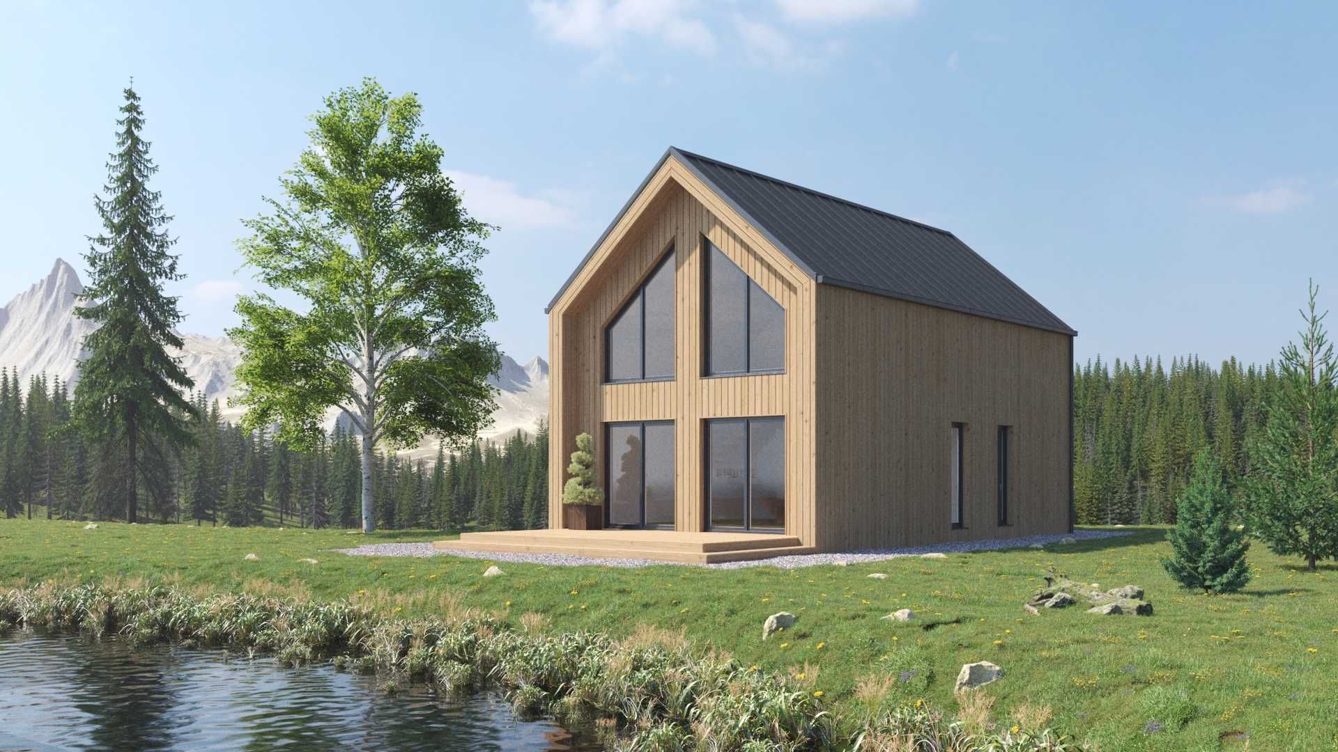 Dom całoroczny z piętrem MODERN 70m2 na zgłoszenie stodoła