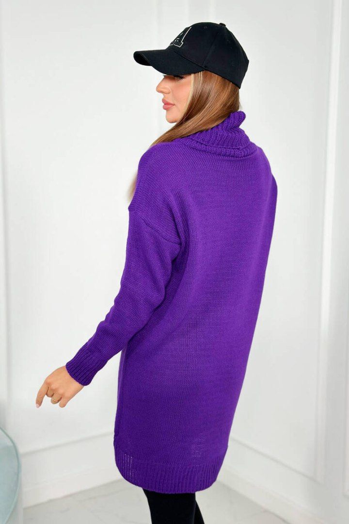 Sweter z golfem ciemny fioletowy akrylowy luźny