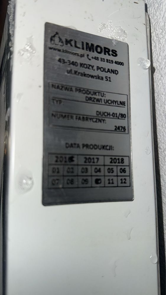Drzwi chlodnicze KLIMORS uchylne 80 cm lewe prawe