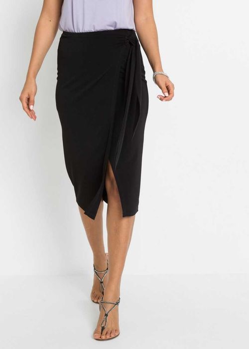 B.P.C spódnica czarna midi z wiązaniem 36/38.