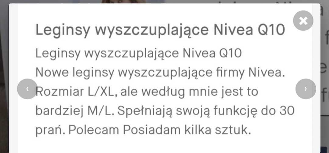 Nowe leginsy Nivea Q10
