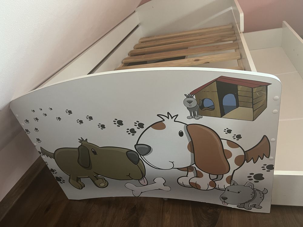 Łóżeczko dla dziecka 160x80 z szufladą Pieski