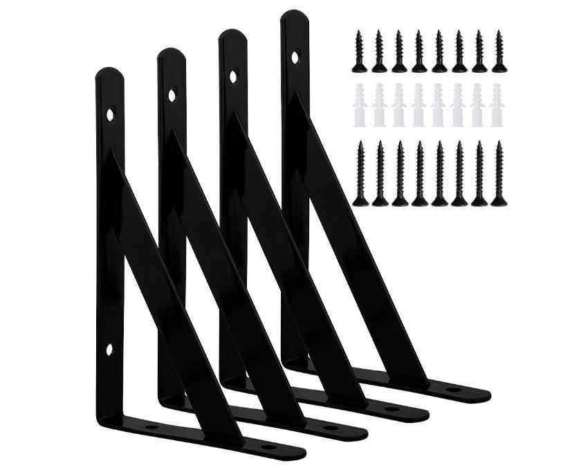 4x Uchwyt Wspornik półek ściennych czarny 150x95mm