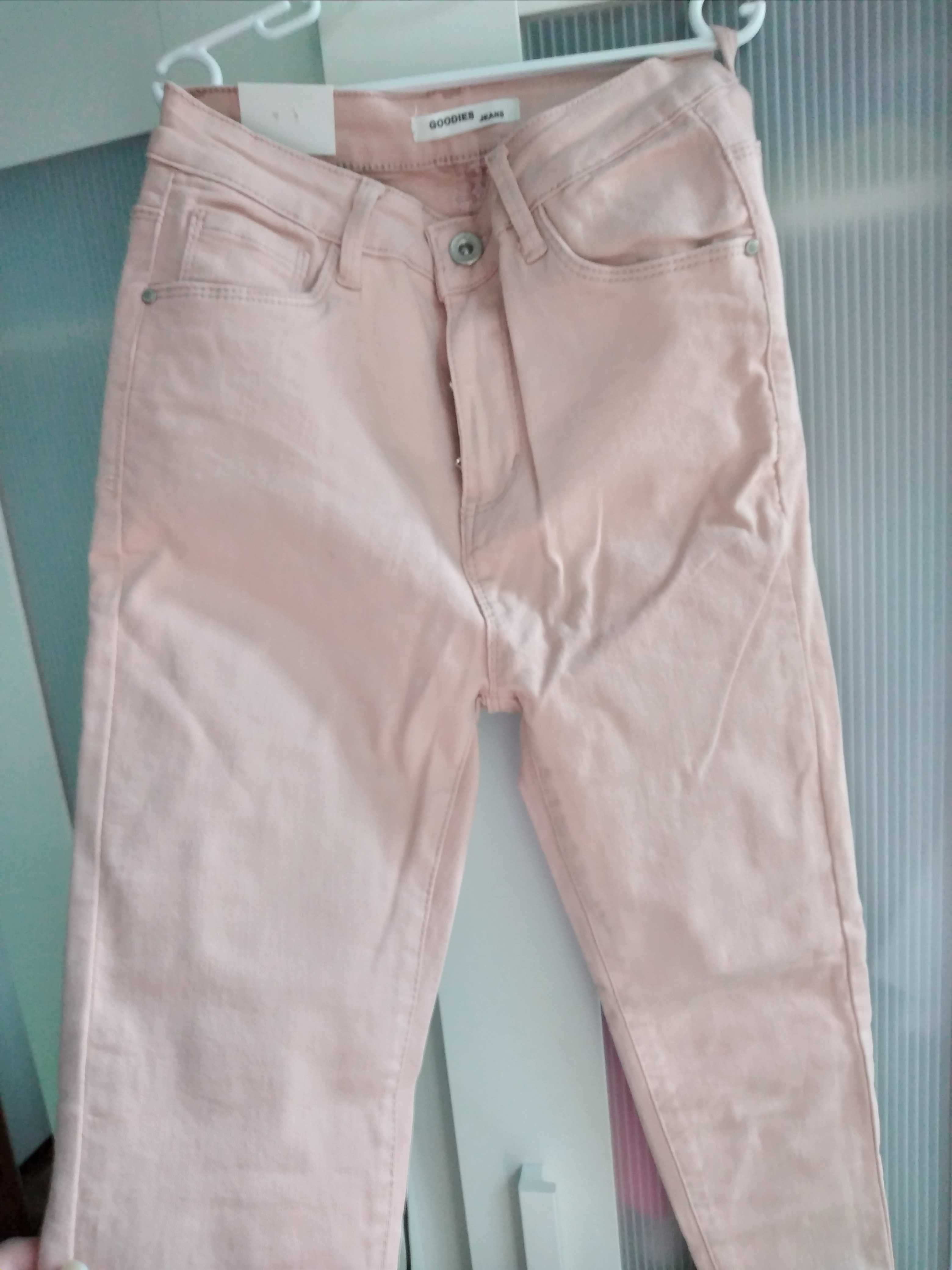 Spodnie jeans damskie S róż nowe 1zl