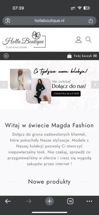Strona internetowa butiku odzieżowego