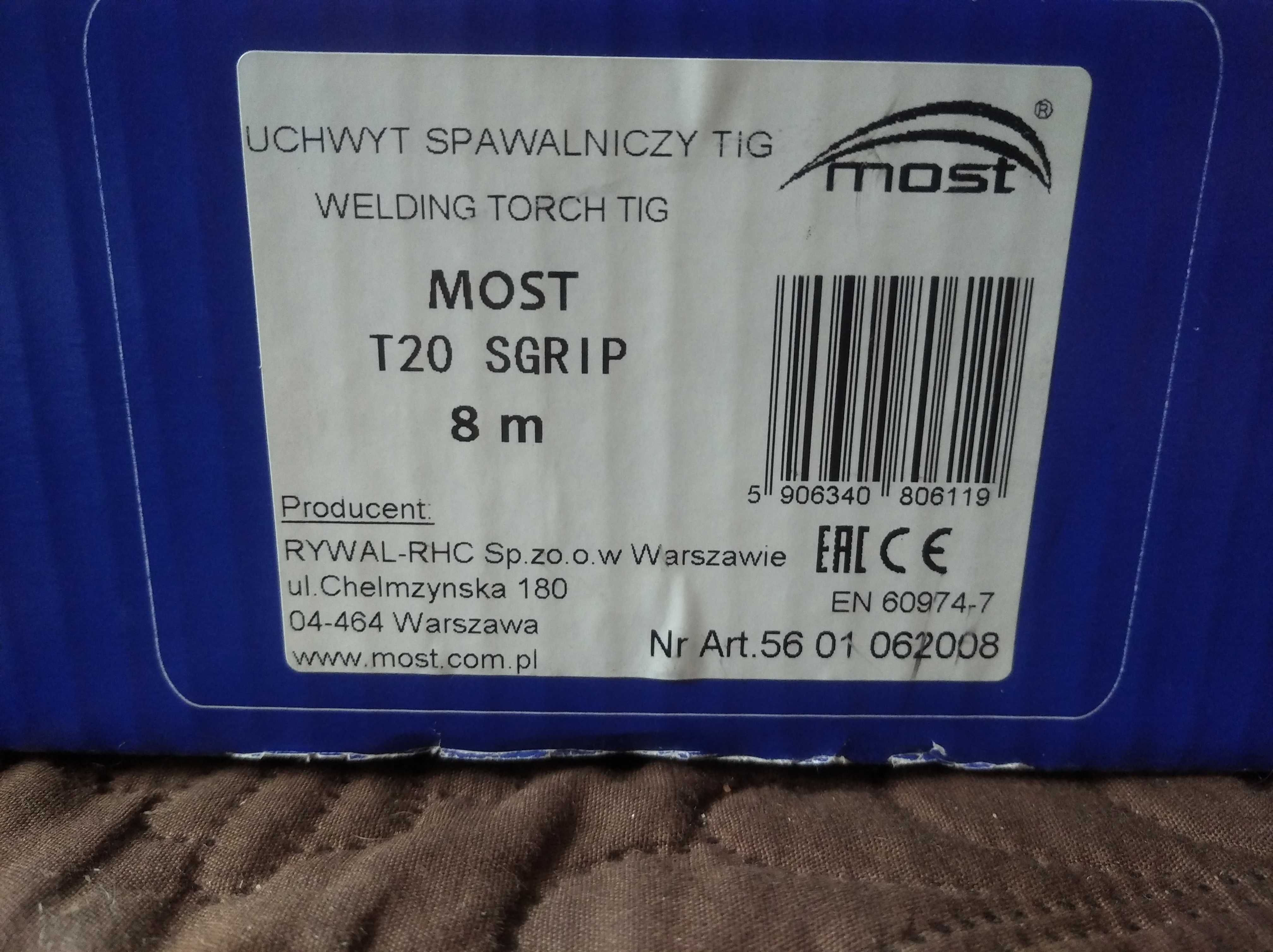 Uchwyt spawalniczy TIG T20 SGRIP MOST 8 m