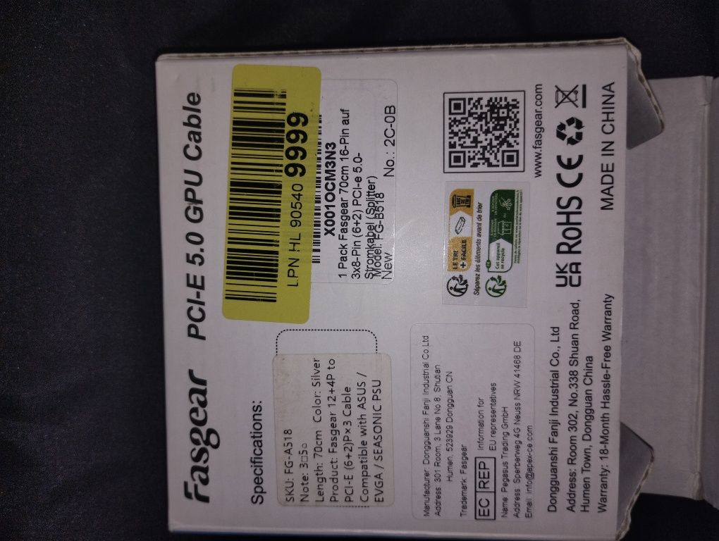 Adapter zasilający 12vHPWR do Rtx s40