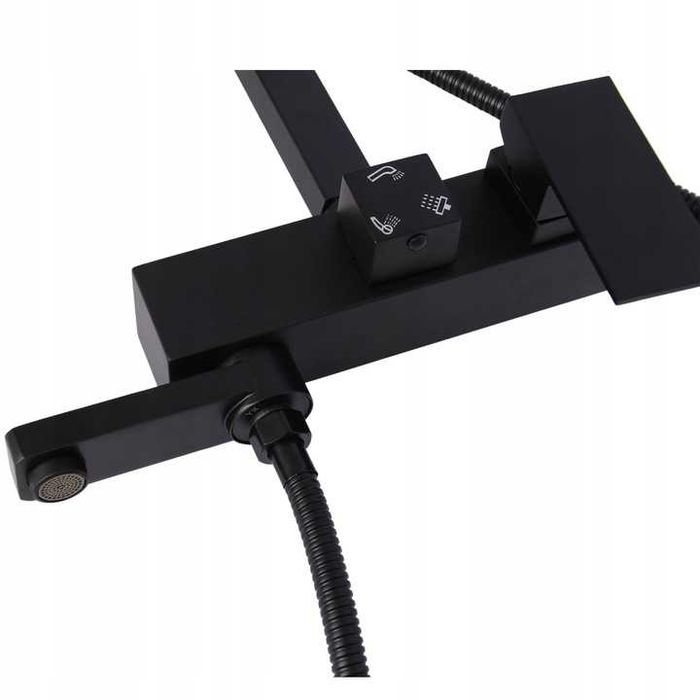 NOWY Zestaw Prysznicowy Czarny LOFT 3w1 Deszczownica Wylewka Kolumna