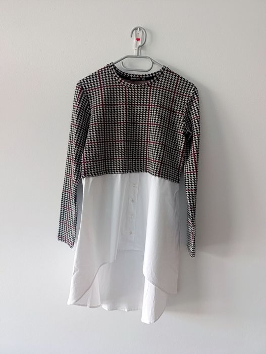 Bluzka damska, długi rękaw, krata, koszula, mix stylu, Stradivarius