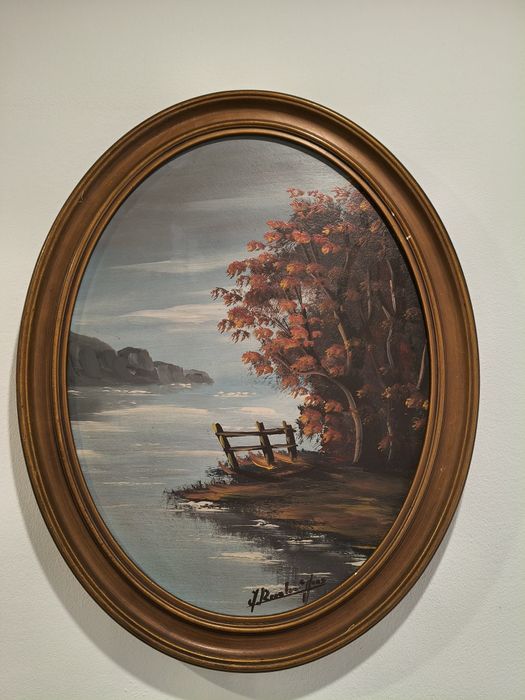 Pintura a óleo moldura oval