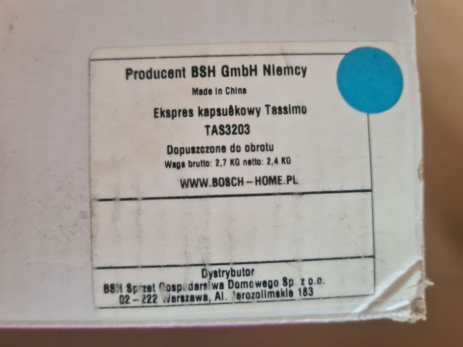 Ekspres na kapsułki Bosch Tassimo Suny+ Gratis