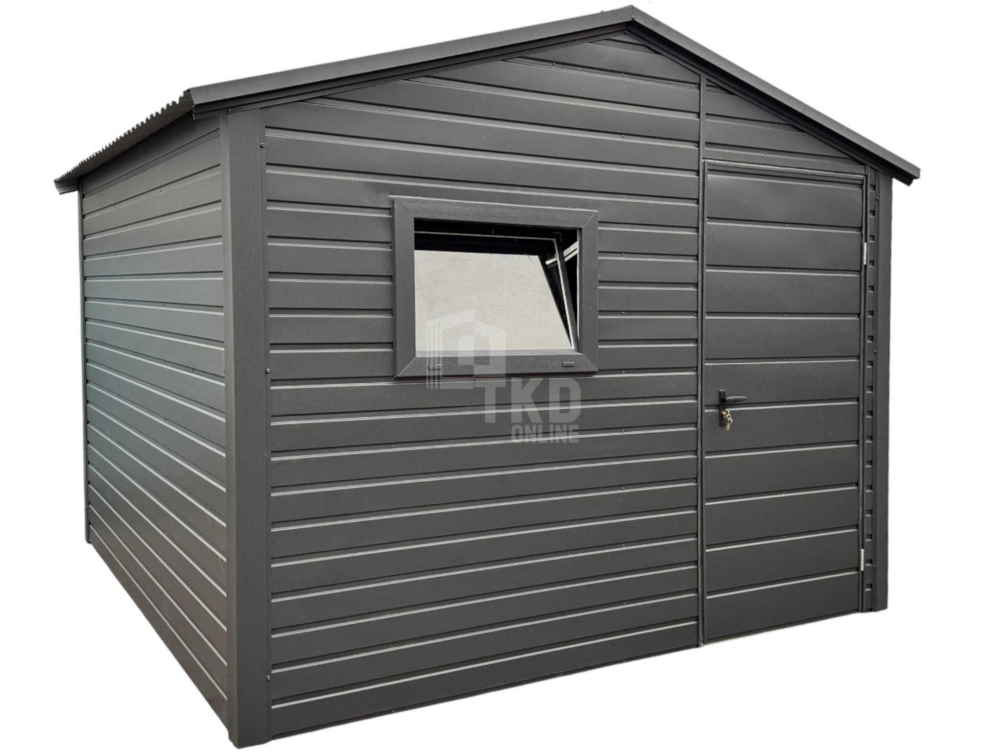 Schowek Domek Ogrodowy 3X3M Drzwi Okno Antracyt Dach Dwuspadowy Tkd317