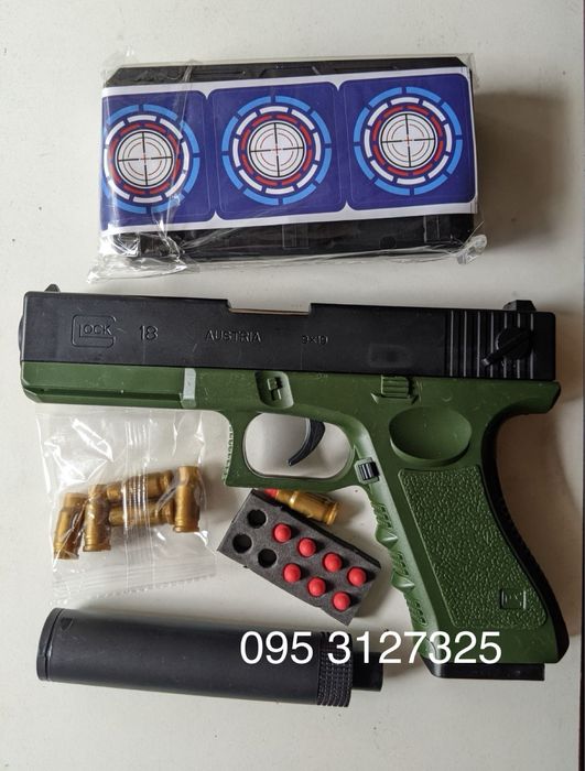 Глок 17 Glock іграшковий пістолет на пульках з глушником