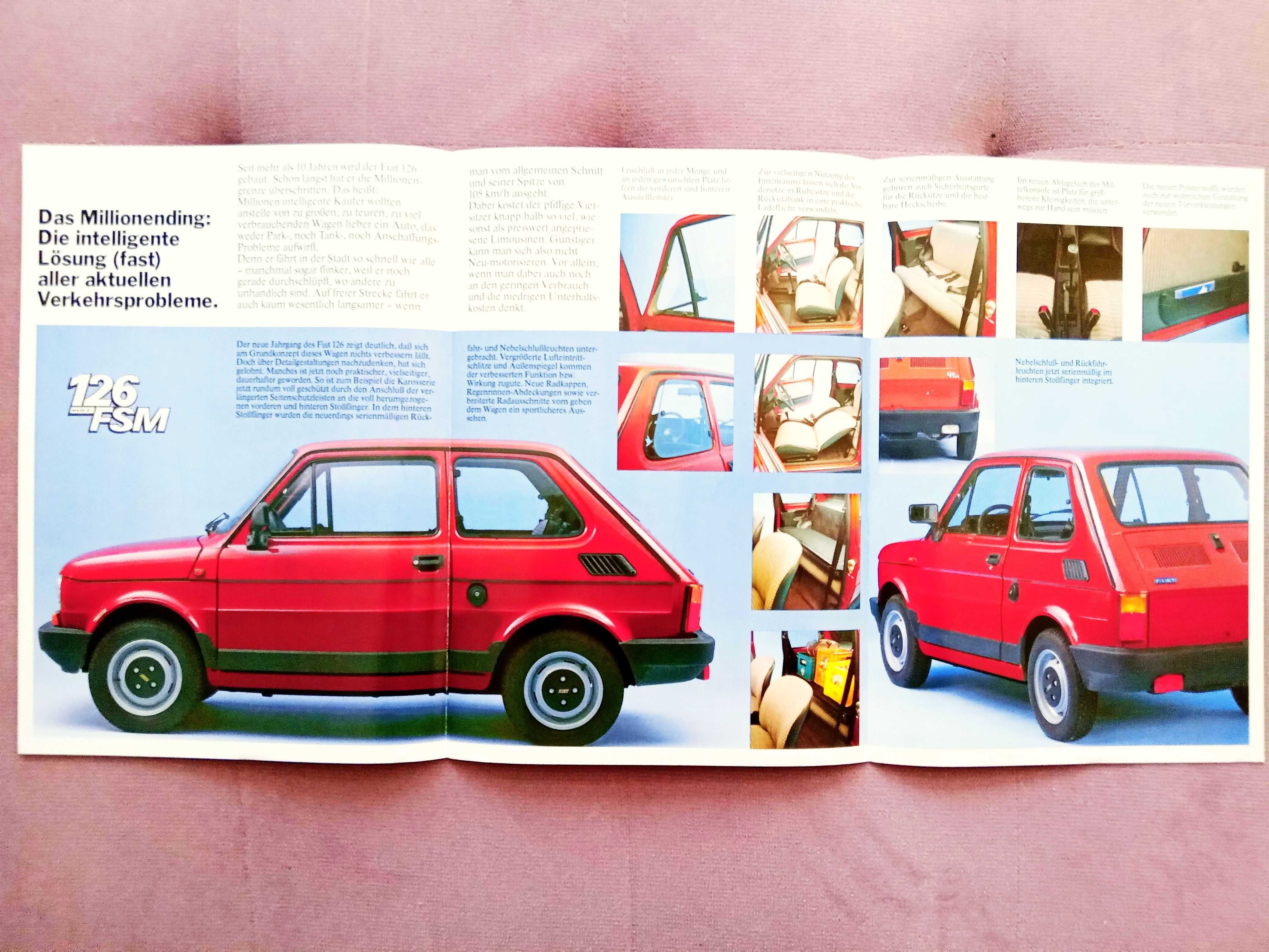 FSM FIAT 126 "Made by FSM" ( Fiat 126p ) prospekt 1985 Niemcy IDEAŁ !