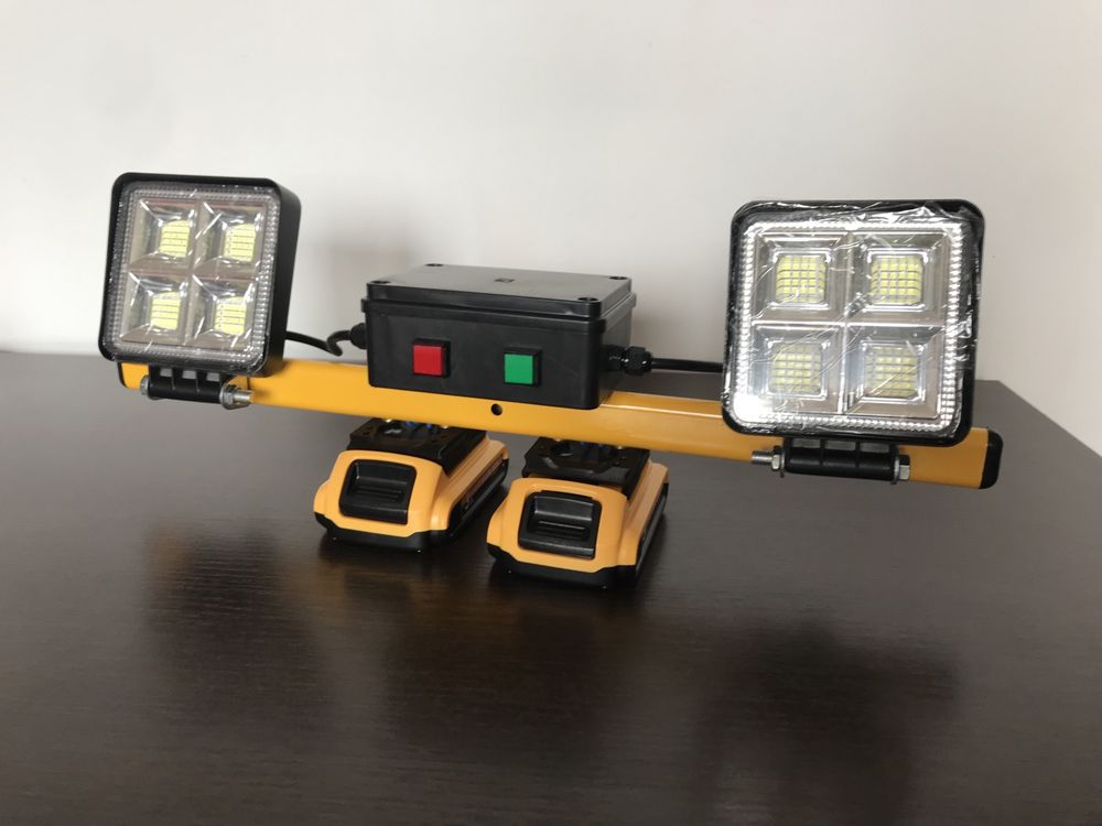 Lampa akumulatorowa Led 2x dewalt 18V  zabezpieczenie