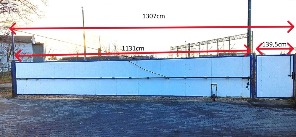 Brama wjazdowa  z furtką i słupkami Przemysłowa duża - szeroka