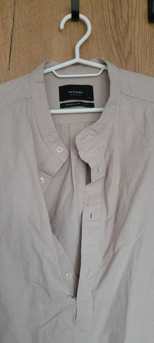 2-w-1 "Reserved" męskie koszule granatowym i beżowym zapięciem guziki