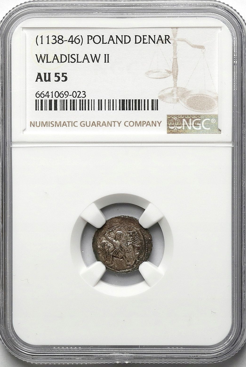 Denar Władysław Wygnaniec walka z lwem - grading NGC