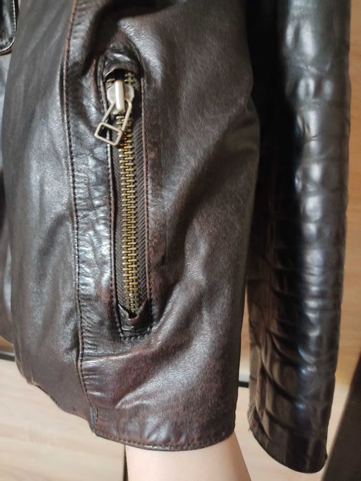 Чоловіча дублянка шкіряна зимова курка L, XL