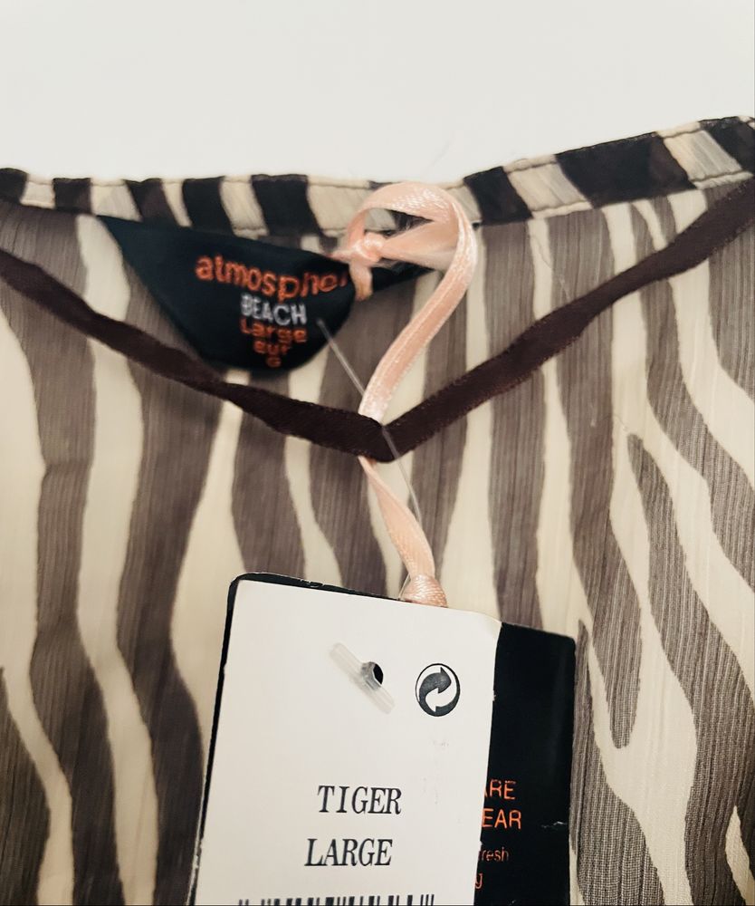 Primark Atmosphere Beach tunika narzutka plażowa zebra tiger kamienie