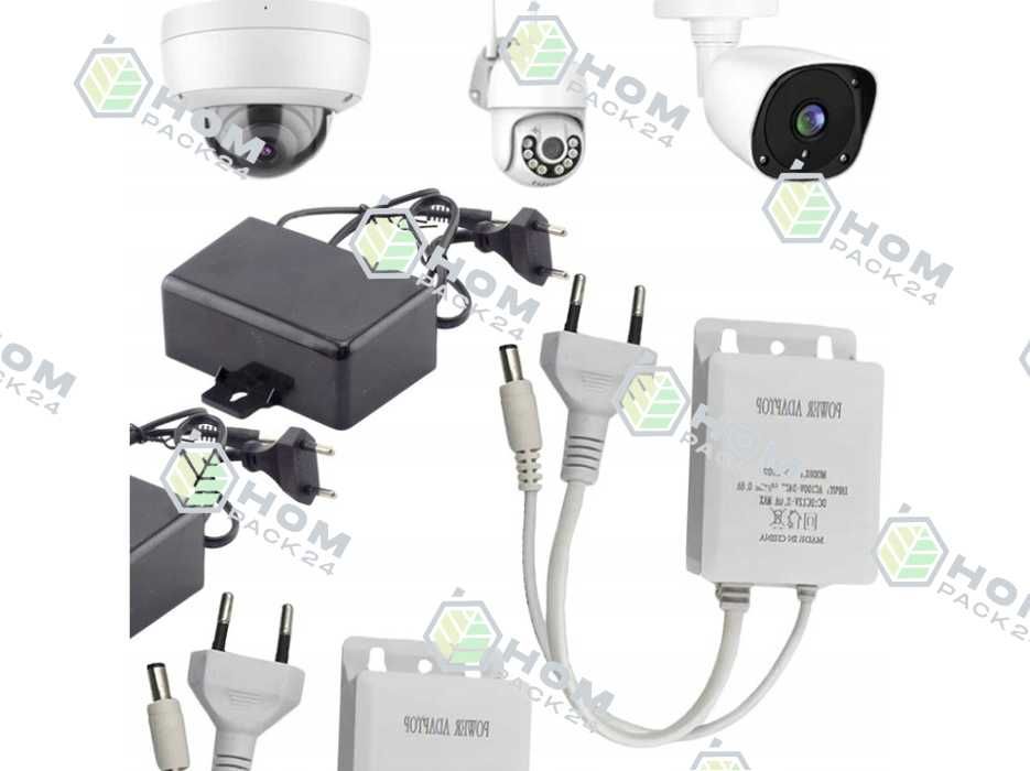 Zasilacz Adapter ACDC 12V 2A Do Kamer Monitoringów Domofonów