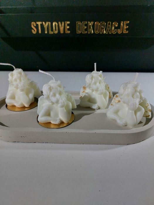 Aniołki swieczki mydełka podziekowania chrzest świety komunia