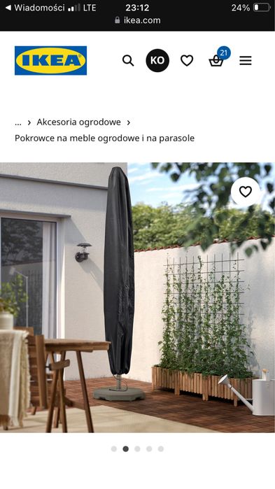 Pokrowiec na parasol, czarny, 220x65 cm