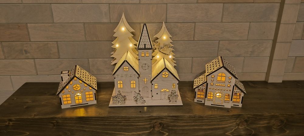 Wioska bożonarodzeniowa domki LED