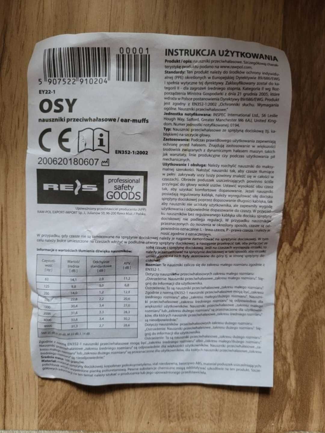 Nauszniki ochronne dla dzieci OSY EY22-1
