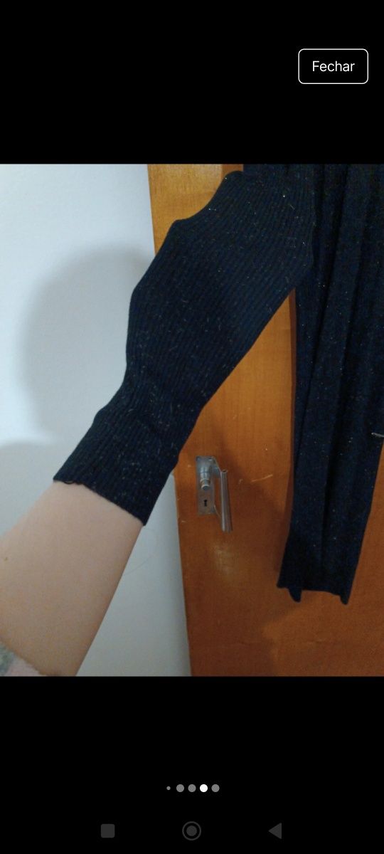 Vestido preto malha fina com brilho