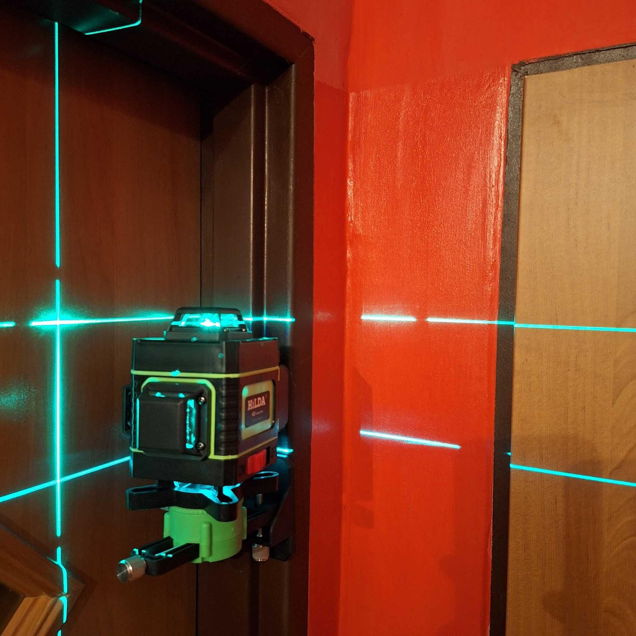 Laser krzyżowy zielony samopoziomujący 4x 360 16 lini 4D HILDA