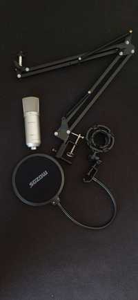 Mikrofon novox nc-1 z statywem i pop filtrem