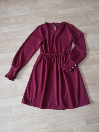 Bordowa sukienka burgundowa S M 36 38