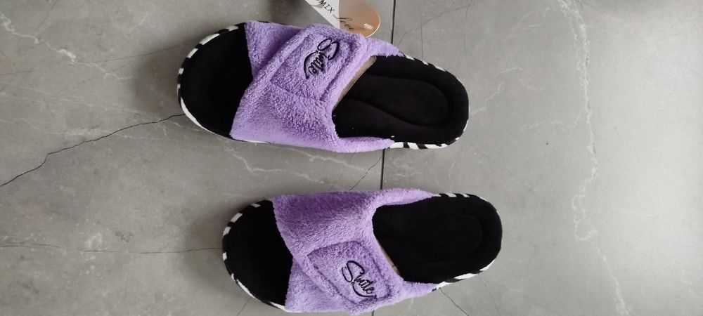 Kapcie damskie domowe 38 fioletowe Nowe