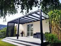Pergola tarasowa, osłona tarasu pod żagle rolety rzymskie, zadaszenie