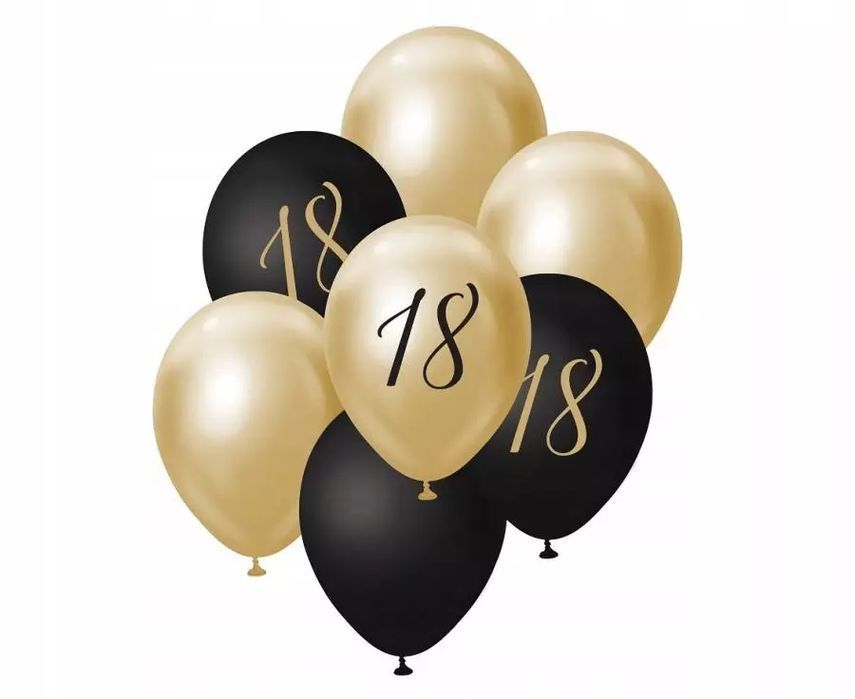 Balon Dekor 12 Bukiet 18lat Zlo/czar 7szt Go Pu. Godan